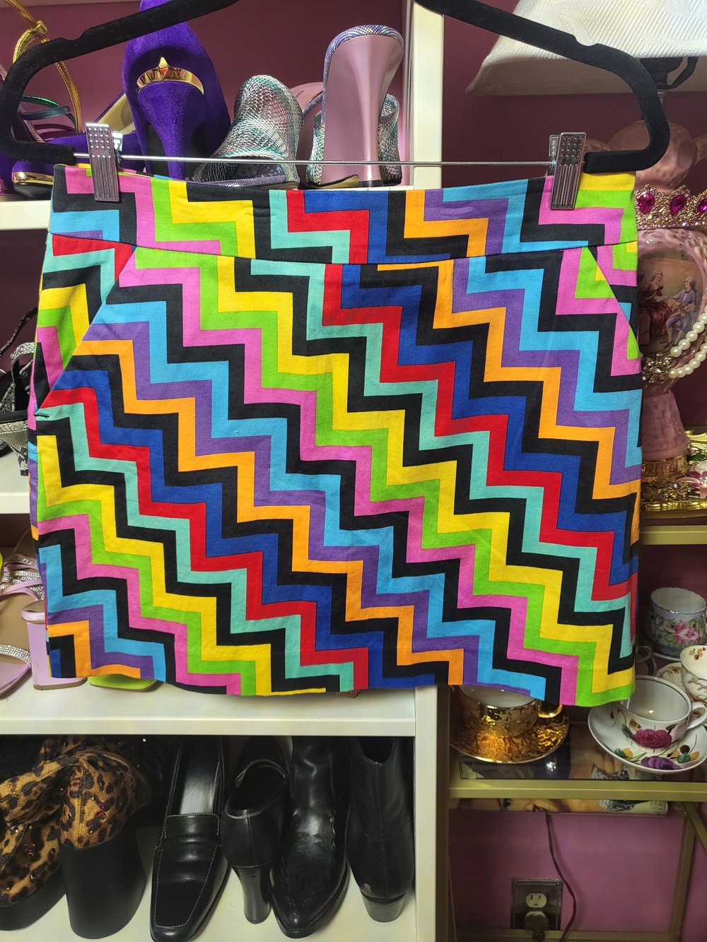 Loudmouth Neon Zigzag Mini Skirt - Multicolor